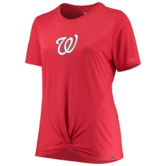 Washington Nationals Women's Plus Size 2-Hit Front Knot T-Shirt Red