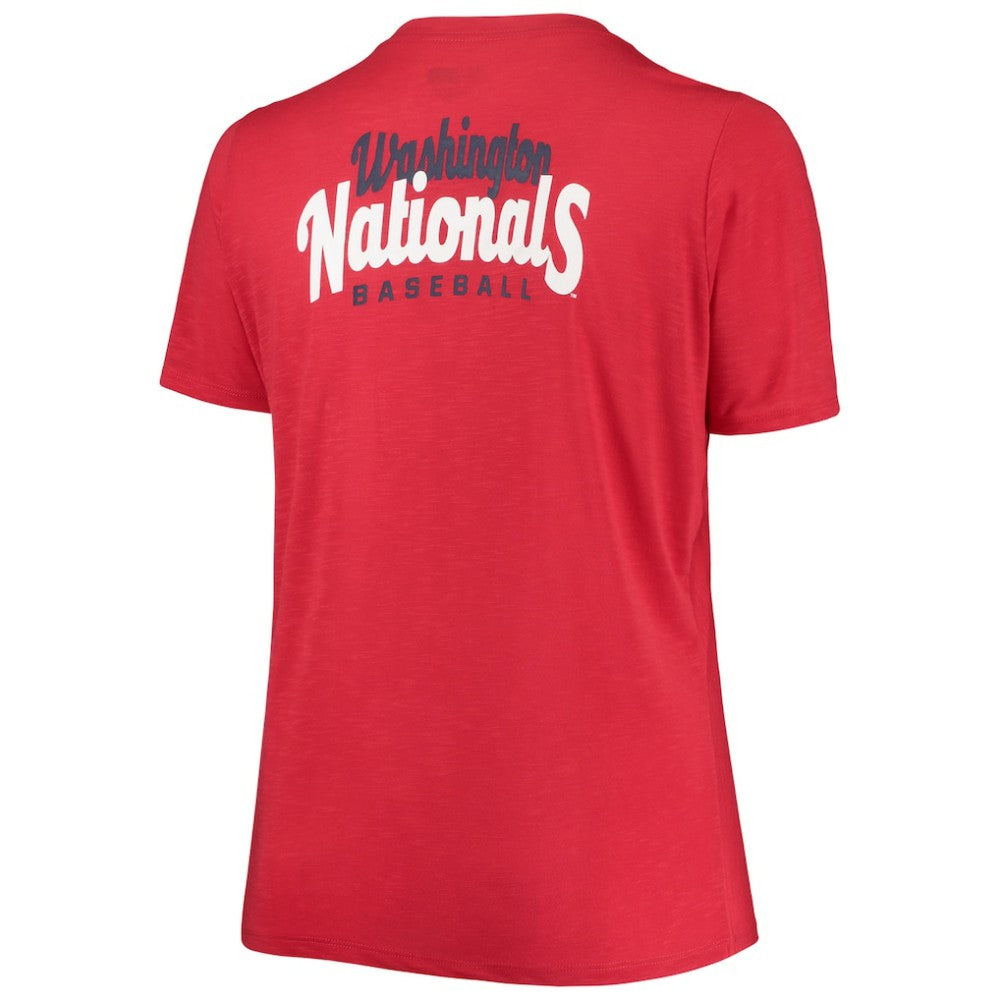Washington Nationals Women's Plus Size 2-Hit Front Knot T-Shirt Red