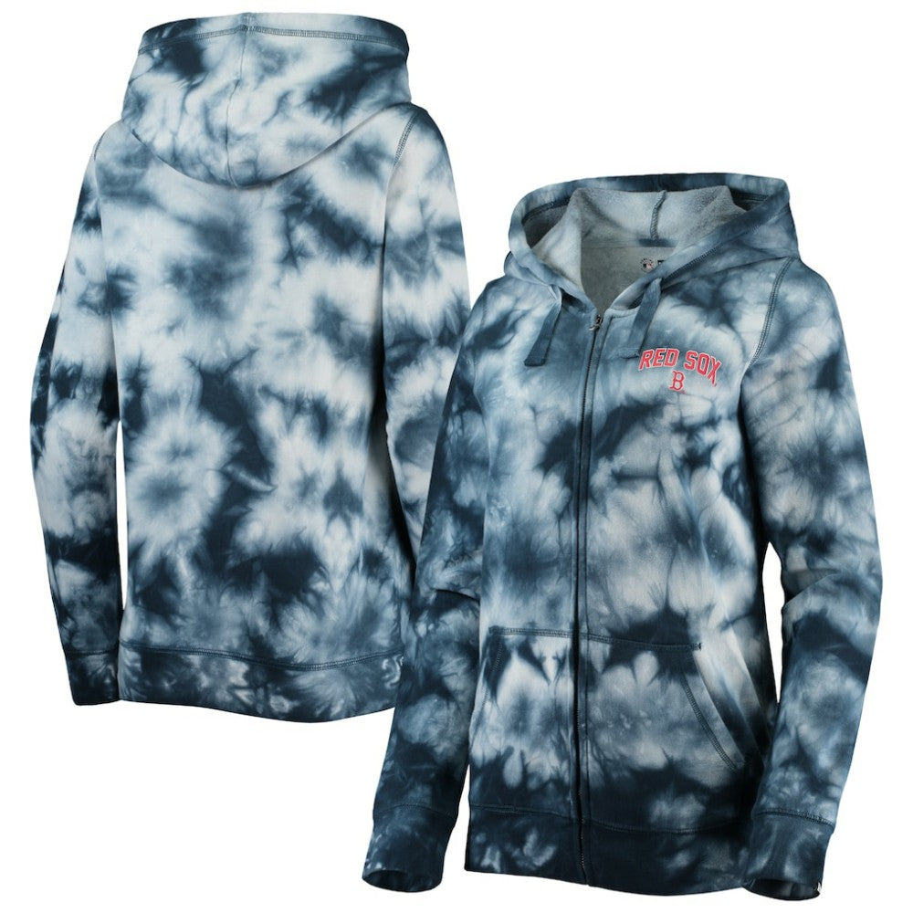 Boston Red Sox Women's Tie-Dye Full-Zip Hoodie Navy