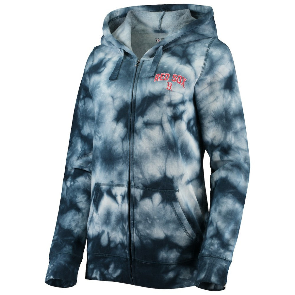 Boston Red Sox Women's Tie-Dye Full-Zip Hoodie Navy