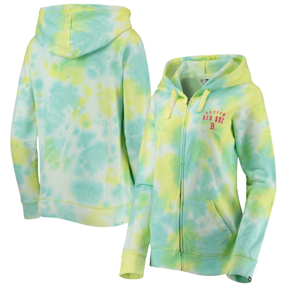 Boston Red Sox Women's Tie-Dye Full-Zip Hoodie White