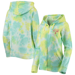 Boston Red Sox Women's Tie-Dye Full-Zip Hoodie White