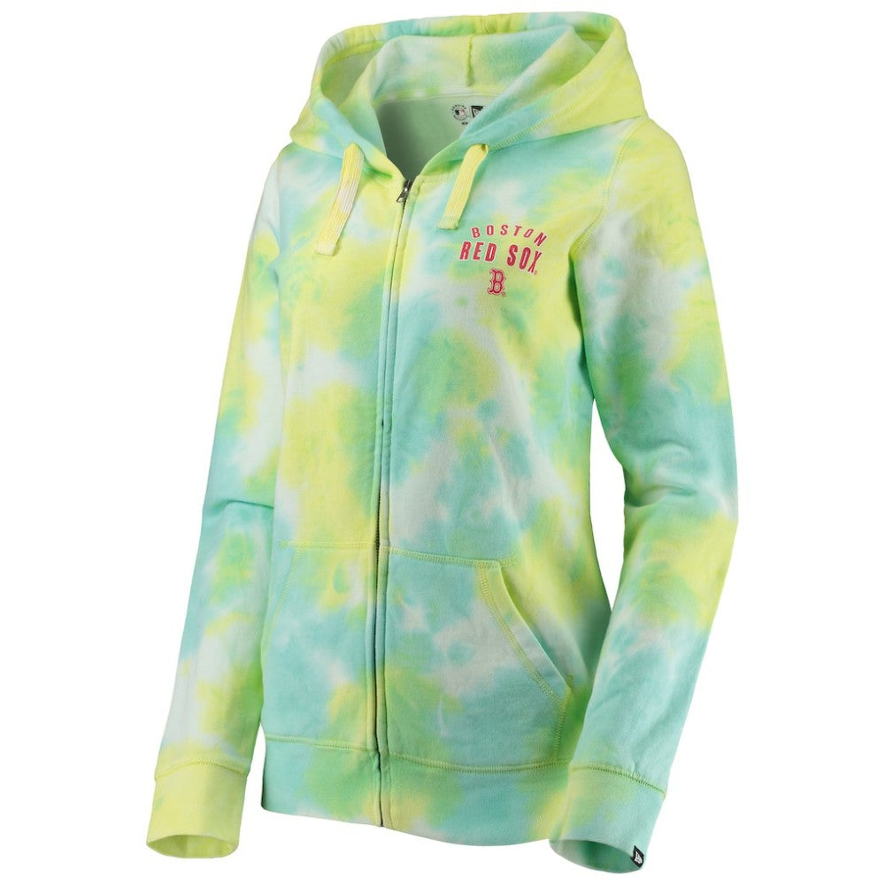 Boston Red Sox Women's Tie-Dye Full-Zip Hoodie White
