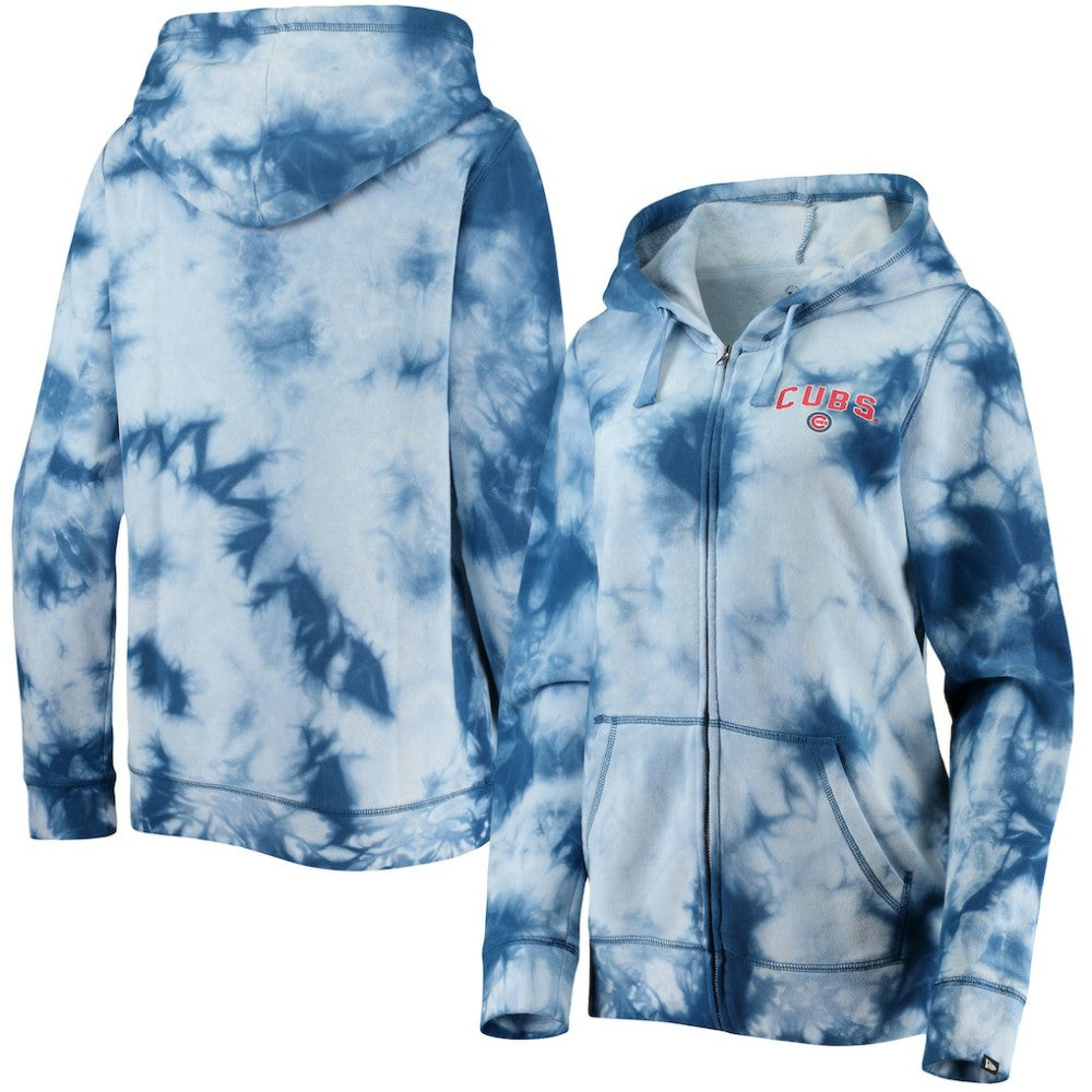 Chicago Cubs Women's Tie-Dye Full-Zip Hoodie Royal