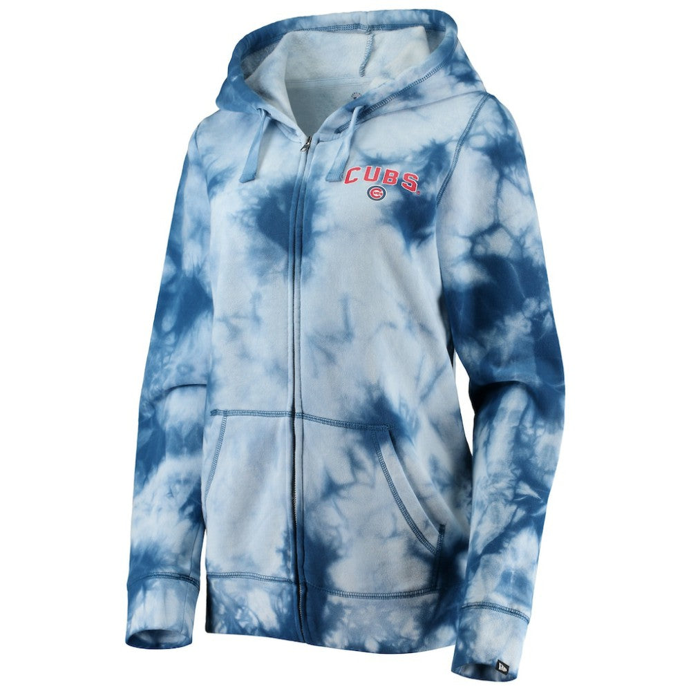 Chicago Cubs Women's Tie-Dye Full-Zip Hoodie Royal