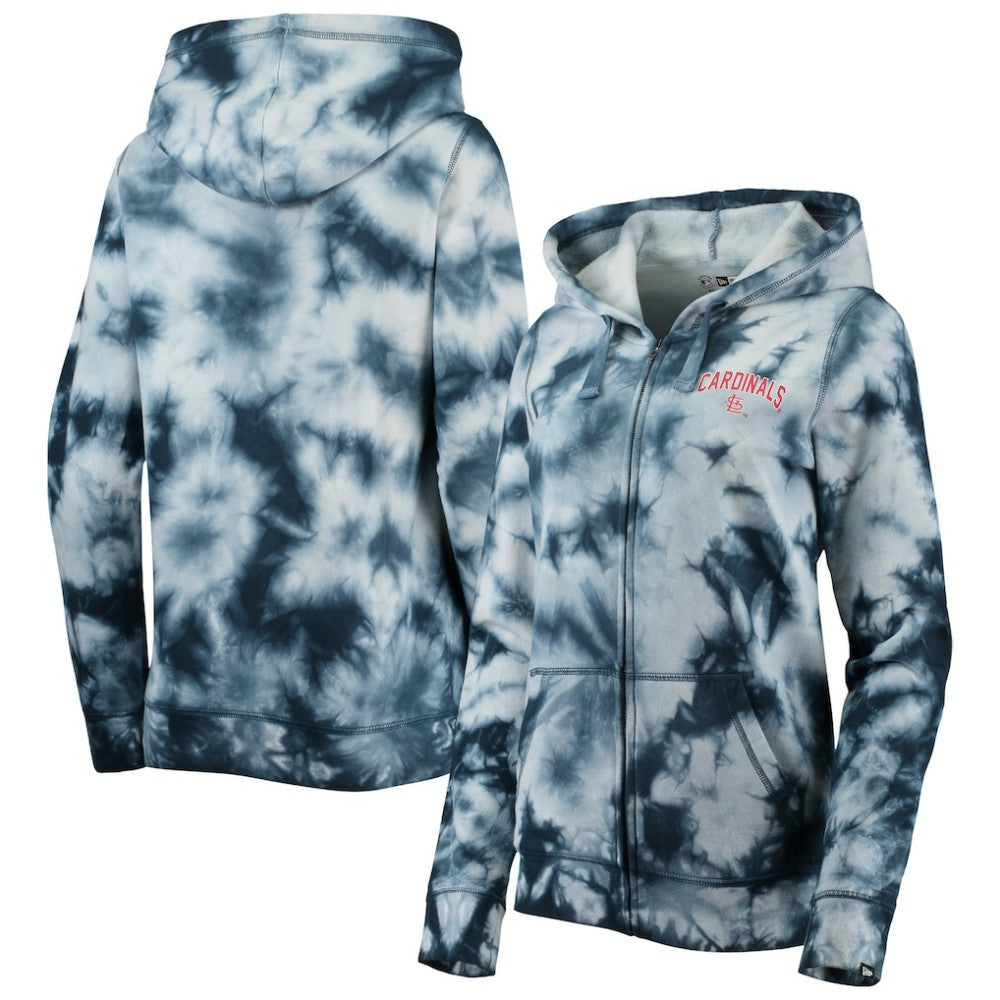 St. Louis Cardinals Women's Tie-Dye Full-Zip Hoodie Navy