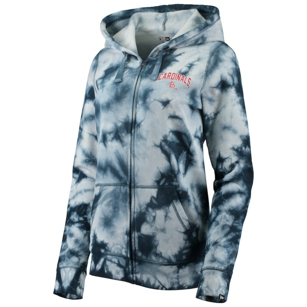 St. Louis Cardinals Women's Tie-Dye Full-Zip Hoodie Navy