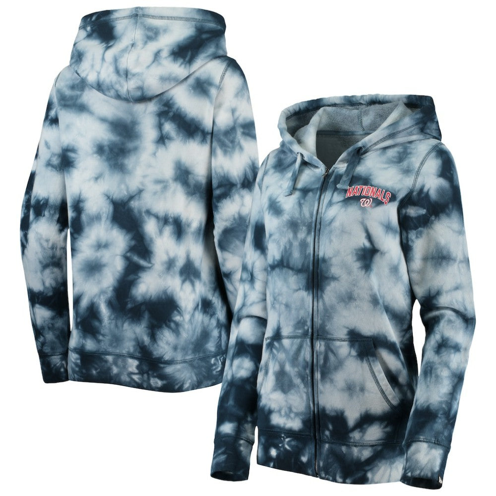 Washington Nationals Women's Tie-Dye Full-Zip Hoodie Navy