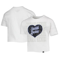 Colorado Rockies Girls Youth Flip Sequin Heart Crop Top White