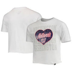 Washington Nationals Girls Youth Flip Sequin Heart Crop Top White