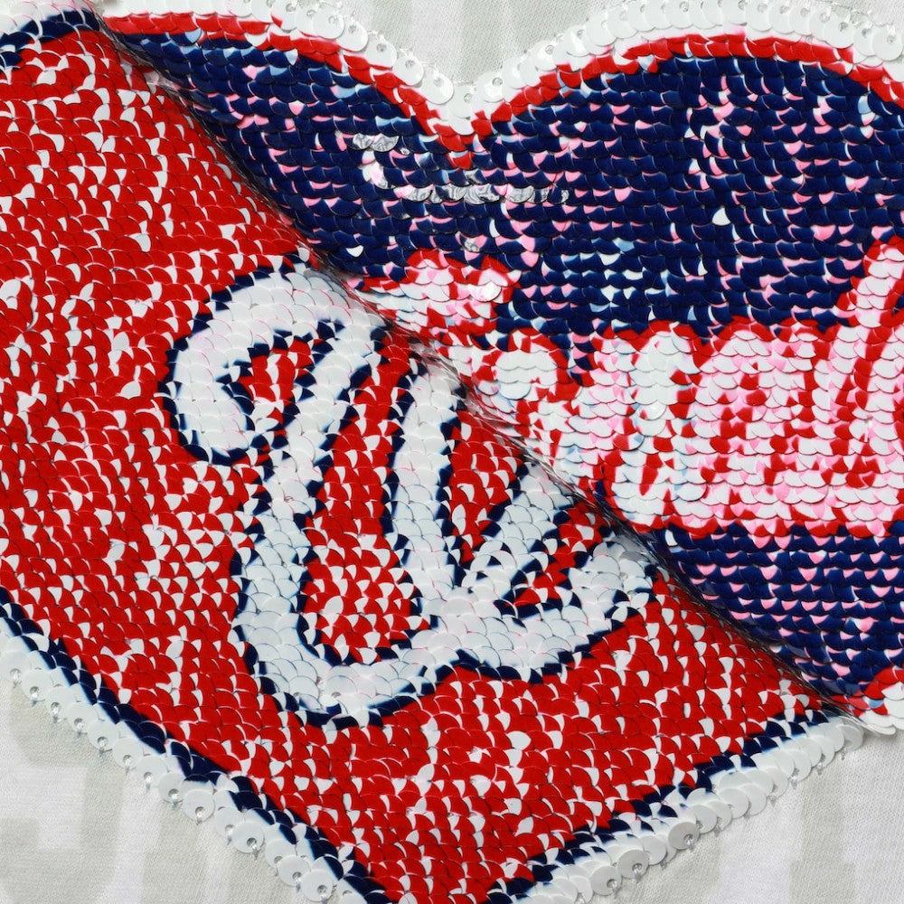 Washington Nationals Girls Youth Flip Sequin Heart Crop Top White