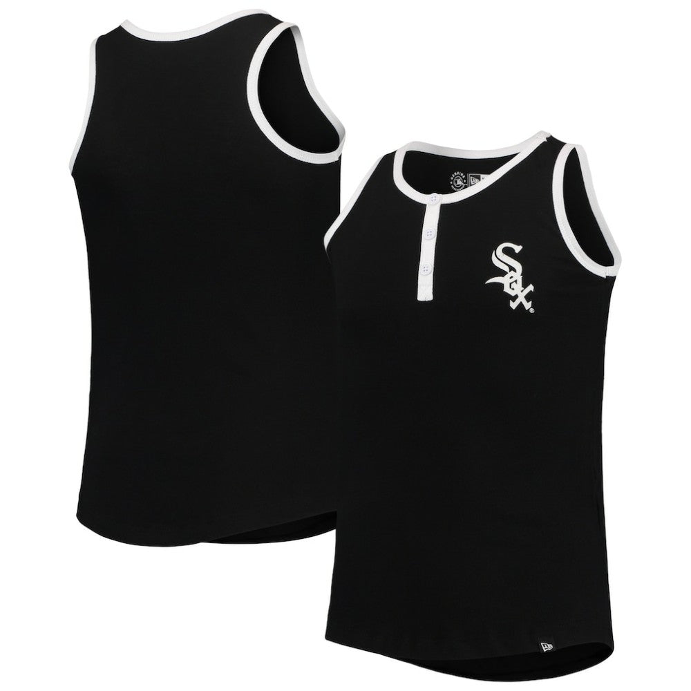 Chicago White Sox Girls Youth Henley Tank Top Black