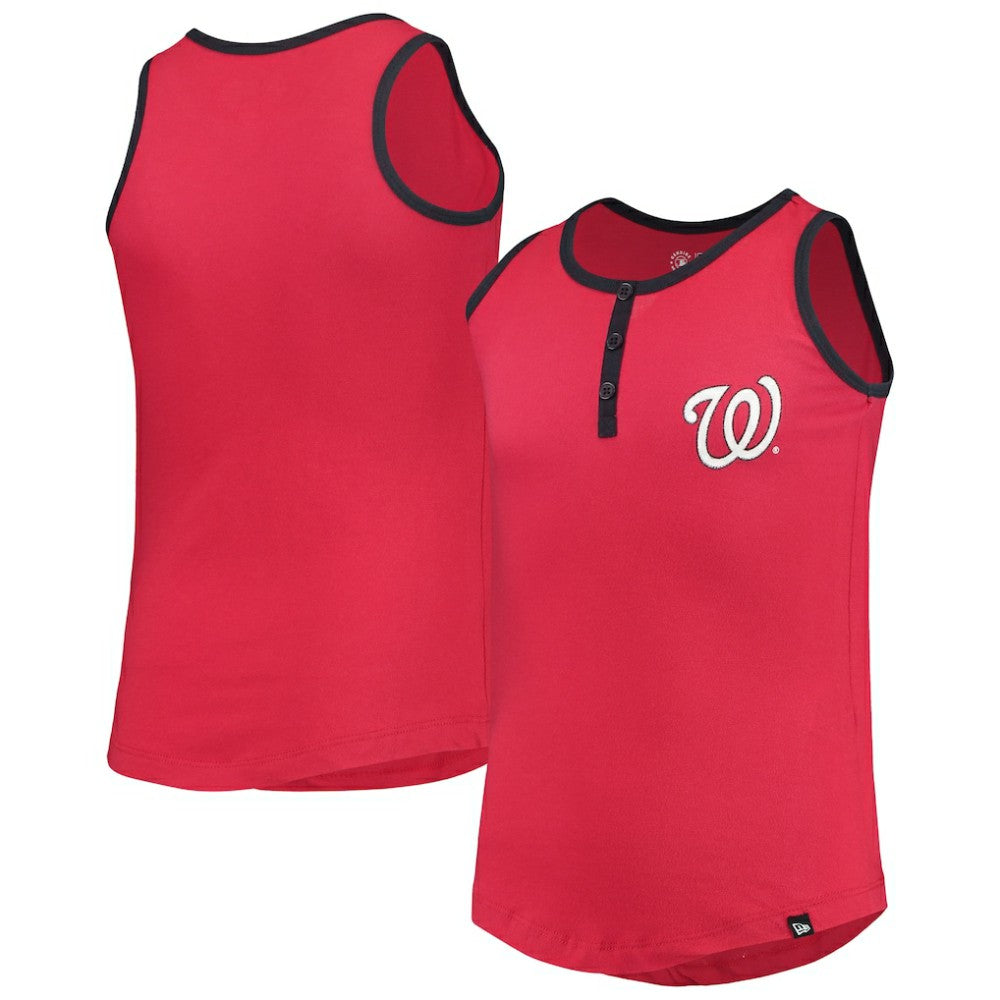Washington Nationals Girls Youth Henley Tank Top Red