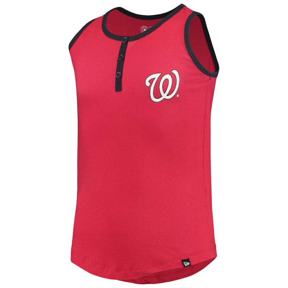 Washington Nationals Girls Youth Henley Tank Top Red
