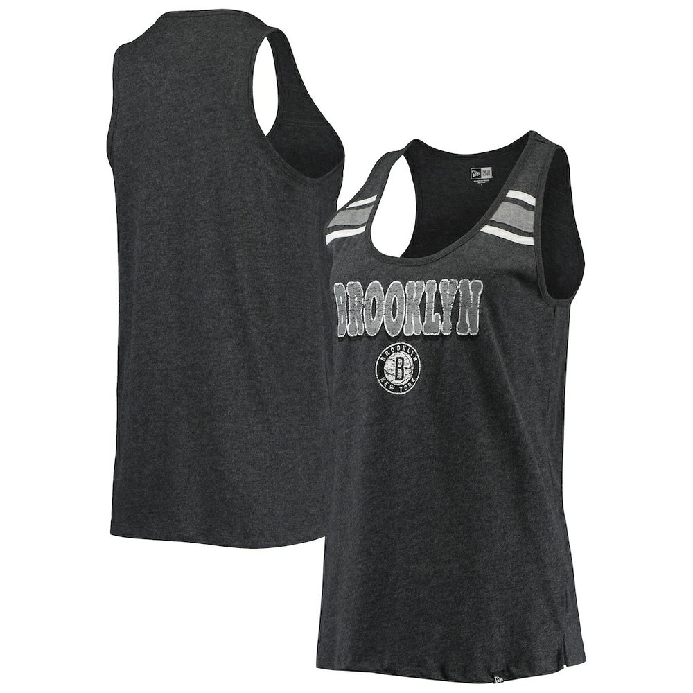 Brooklyn Nets Women's Scoop-Neck Racerback Tank Top - Heathered Black sale