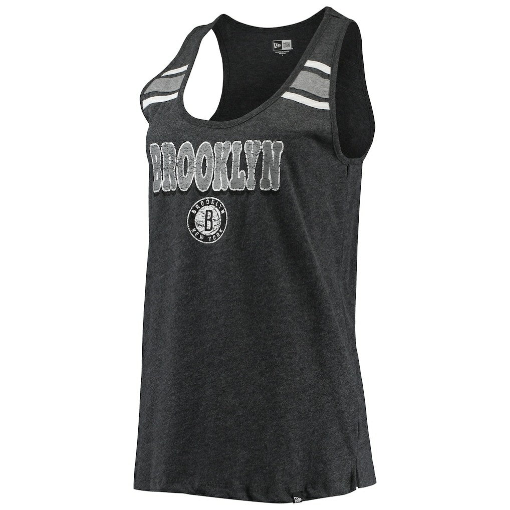 Brooklyn Nets Women's Scoop-Neck Racerback Tank Top - Heathered Black sale