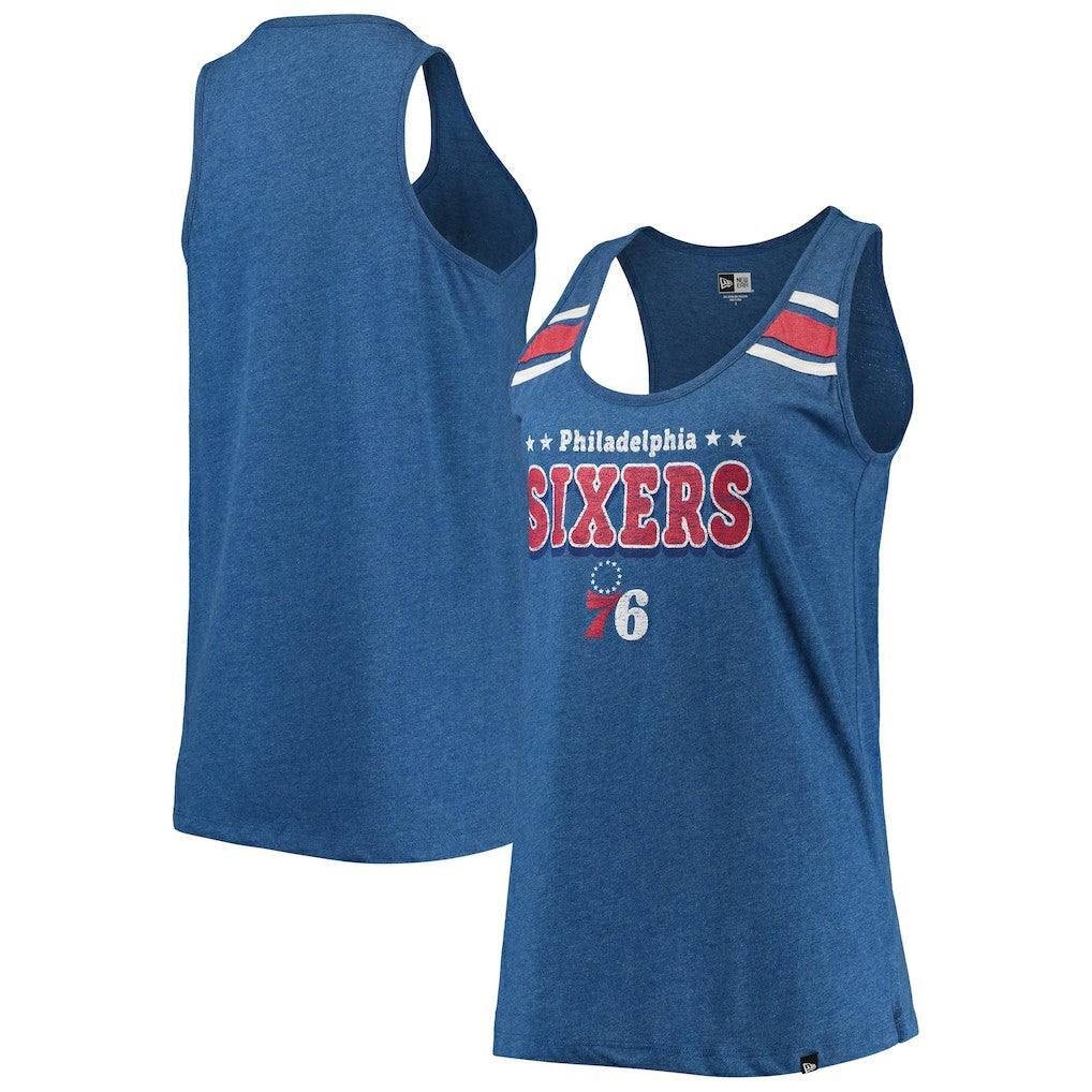 Philadelphia 76ers Women's Scoop-Neck Racerback Tank Top - Heathered Royal sale