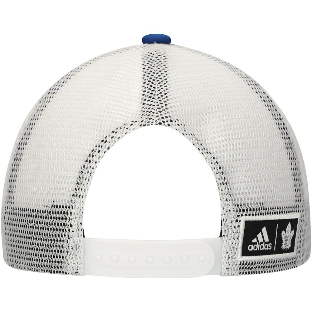 Toronto Maple Leafs adidas Team Plate Trucker Snapback Hat - Blue/White Hats