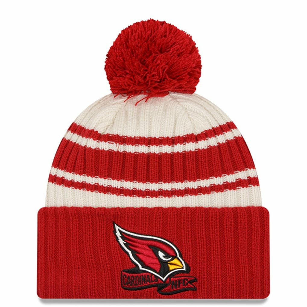 Arizona Cardinals New Era 2022 Sideline Sport Cuffed Pom Knit Hat - Cream/Cardinal outlet