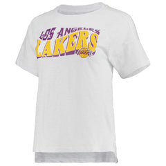 Los Angeles Lakers Concepts Sport Women's Resurgence Slub Burnout Raglan Top & Shorts Sleep Set - Charcoal/White cheap