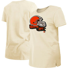 Cleveland Browns New Era Women's Chrome Sideline T-Shirt - Cream sale