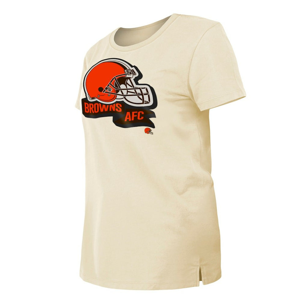Cleveland Browns New Era Women's Chrome Sideline T-Shirt - Cream sale