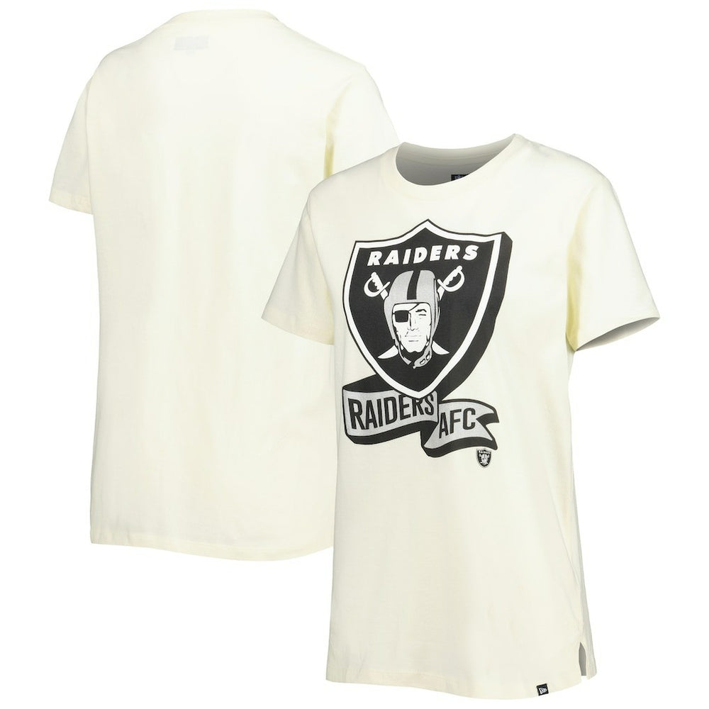 Las Vegas Raiders New Era Women's Chrome Sideline T-Shirt - Cream for sale
