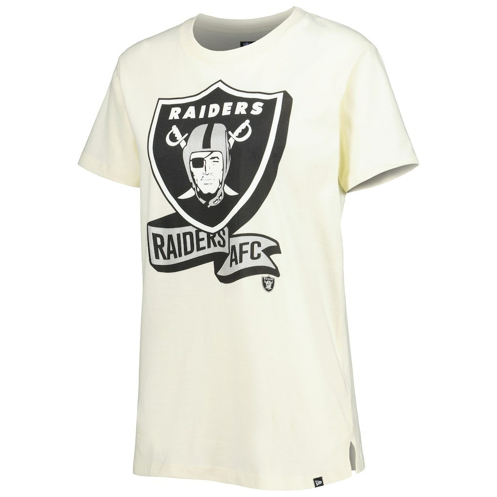 Las Vegas Raiders New Era Women's Chrome Sideline T-Shirt - Cream for sale