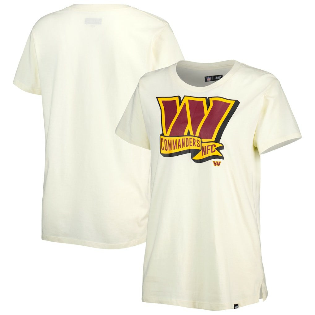 Washington Commanders New Era Women's Chrome Sideline T-Shirt - Cream cheap