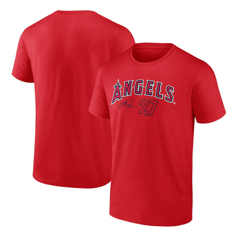 Mike Trout Los Angeles Angels Player Name & Number T-Shirt Red