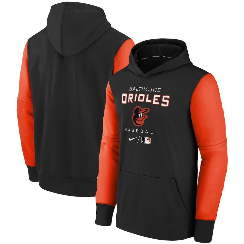 Baltimore Orioles Youth Authentic Collection Performance Pullover Hoodie Black/Orange
