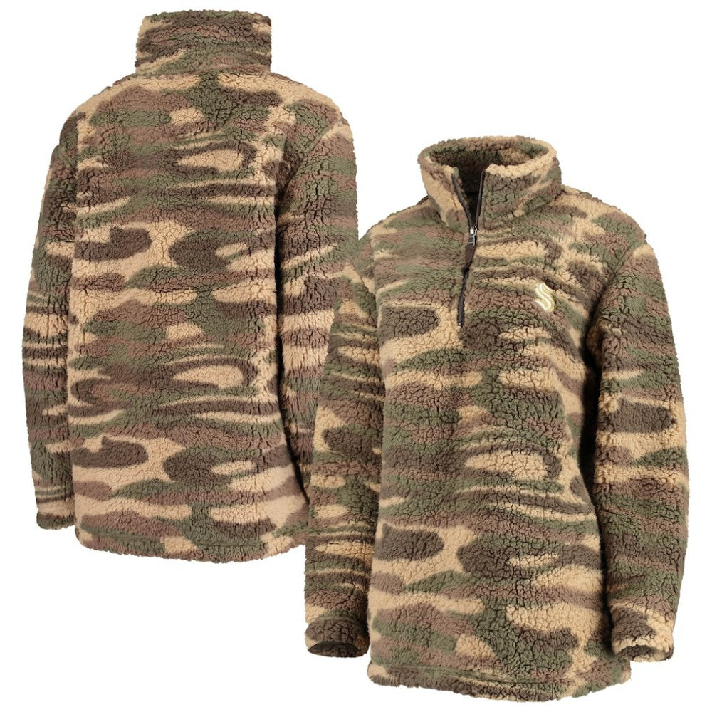 Seattle Kraken G-III Sports by Carl Banks Women's Sherpa Quarter-Zip Jacket - Camo Jackets