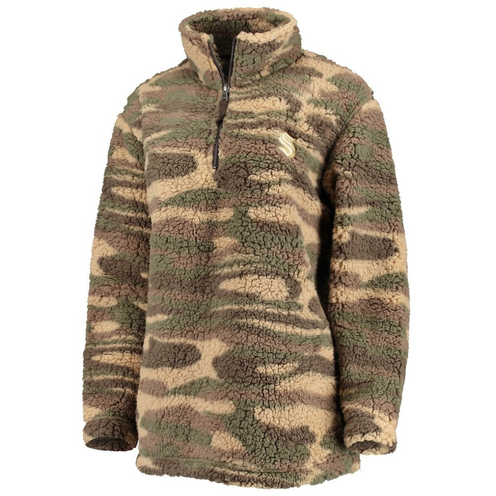 Seattle Kraken G-III Sports by Carl Banks Women's Sherpa Quarter-Zip Jacket - Camo Jackets