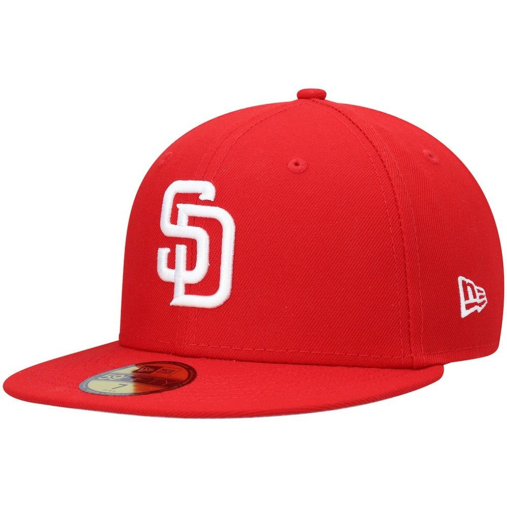 San Diego Padres White Logo 59FIFTY Fitted Hat Red
