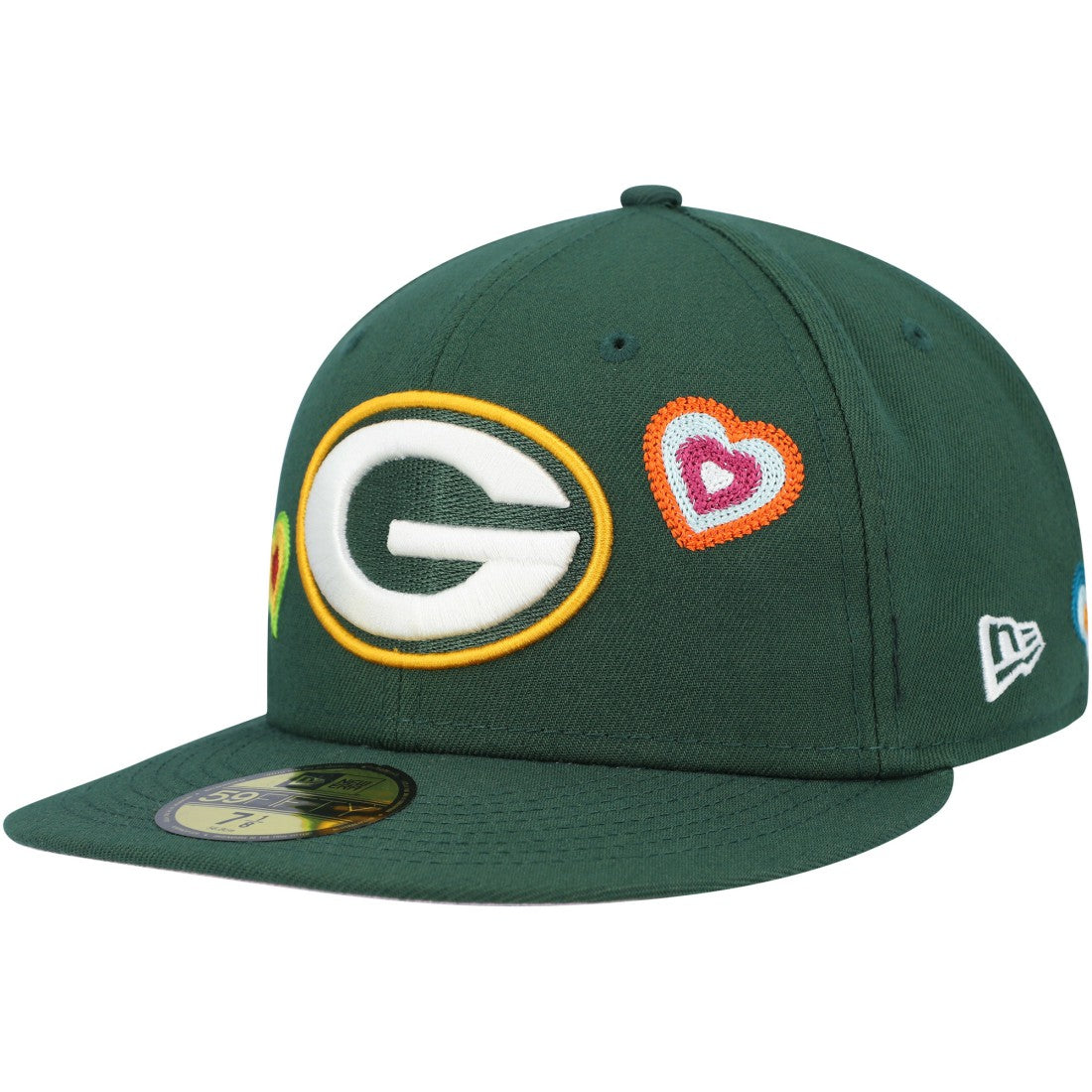 Green Bay Packers New Era Chain Stitch Heart 59FIFTY Fitted Hat - Green on sale