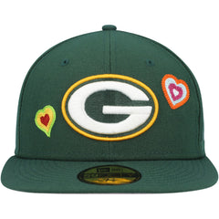 Green Bay Packers New Era Chain Stitch Heart 59FIFTY Fitted Hat - Green on sale