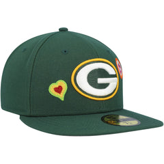 Green Bay Packers New Era Chain Stitch Heart 59FIFTY Fitted Hat - Green on sale