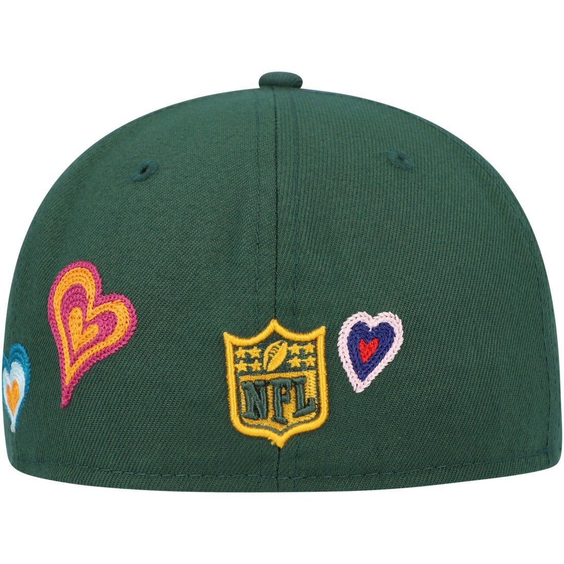 Green Bay Packers New Era Chain Stitch Heart 59FIFTY Fitted Hat - Green on sale