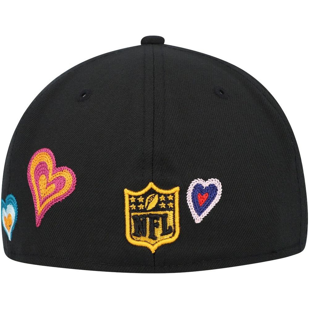 Pittsburgh Steelers New Era Chain Stitch Heart 59FIFTY Fitted Hat - Black on sale