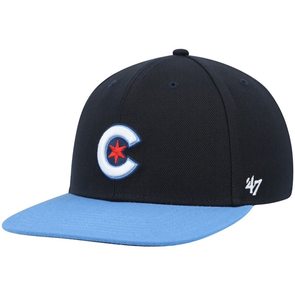 Chicago Cubs 2021 City Connect Captain Snapback Hat Navy