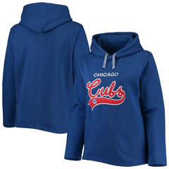 Chicago Cubs Soft as a Grape Women's Plus Size Side Split Pullover Hoodie Royal