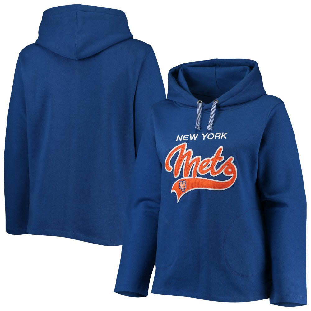 New York Mets Soft as a Grape Women's Plus Size Side Split Pullover Hoodie Royal