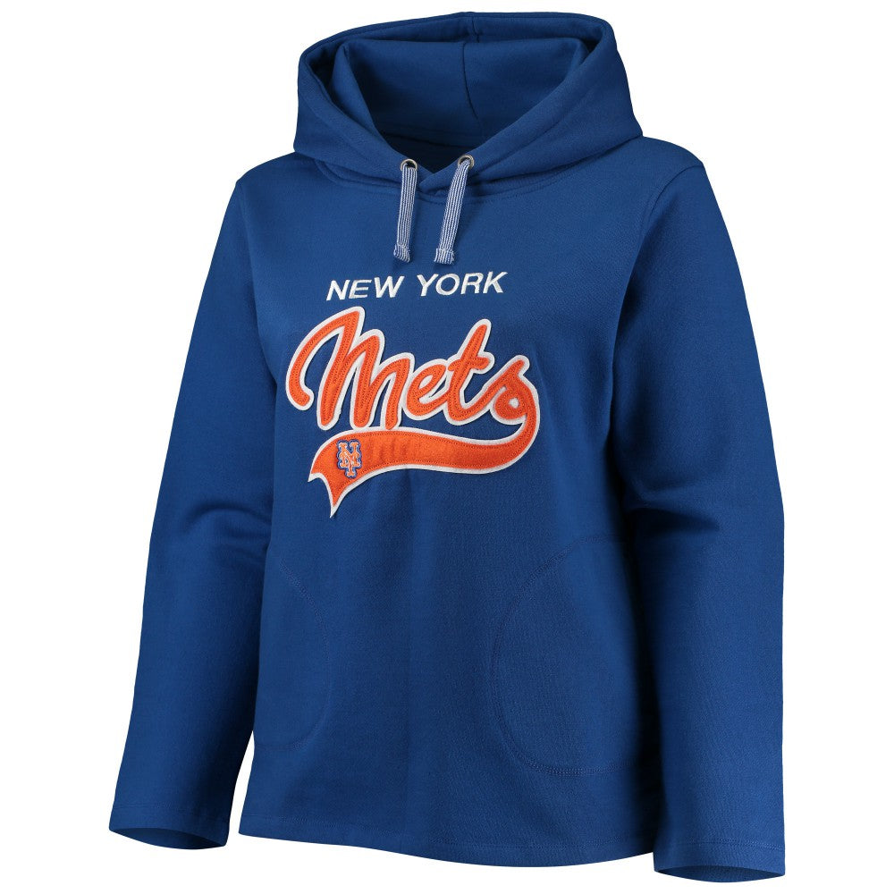 New York Mets Soft as a Grape Women's Plus Size Side Split Pullover Hoodie Royal