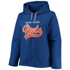 New York Mets Soft as a Grape Women's Plus Size Side Split Pullover Hoodie Royal