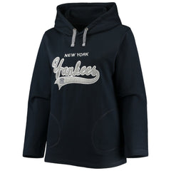 New York Yankees Soft as a Grape Women's Plus Size Side Split Pullover Hoodie Navy
