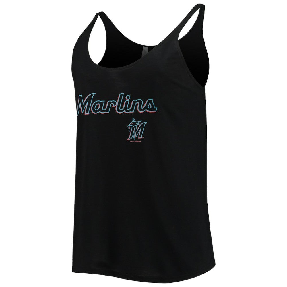 Miami Marlins Soft as a Grape Women's Slouchy Tank Top Black