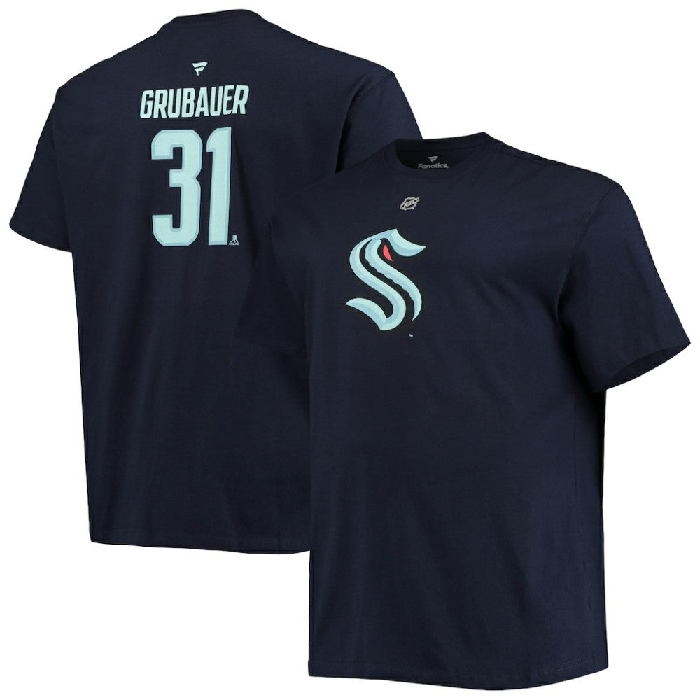 Philipp Grubauer Seattle Kraken Fanatics Big & Tall Name & Number T-Shirt - Deep Sea Blue T-shirts