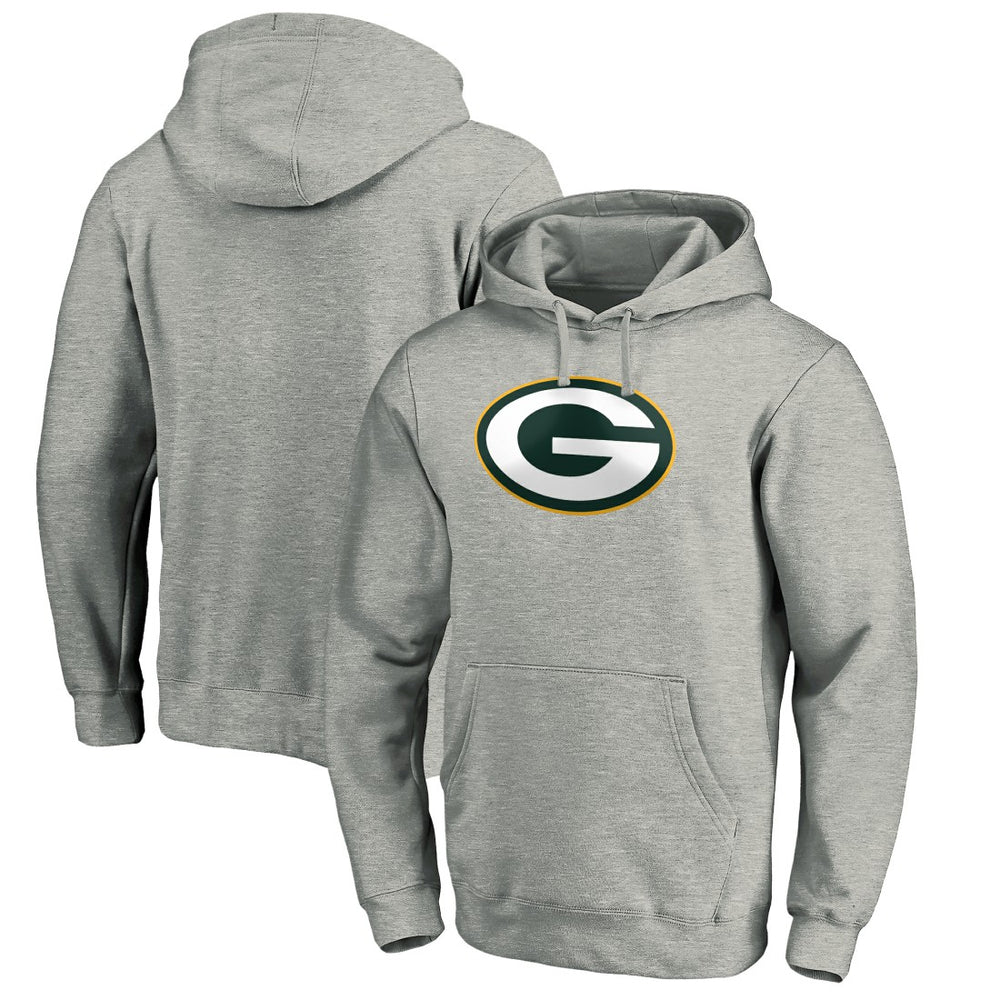 Green Bay Packers Primary Logo Fitted Pullover Hoodie - Heather Gray for sale