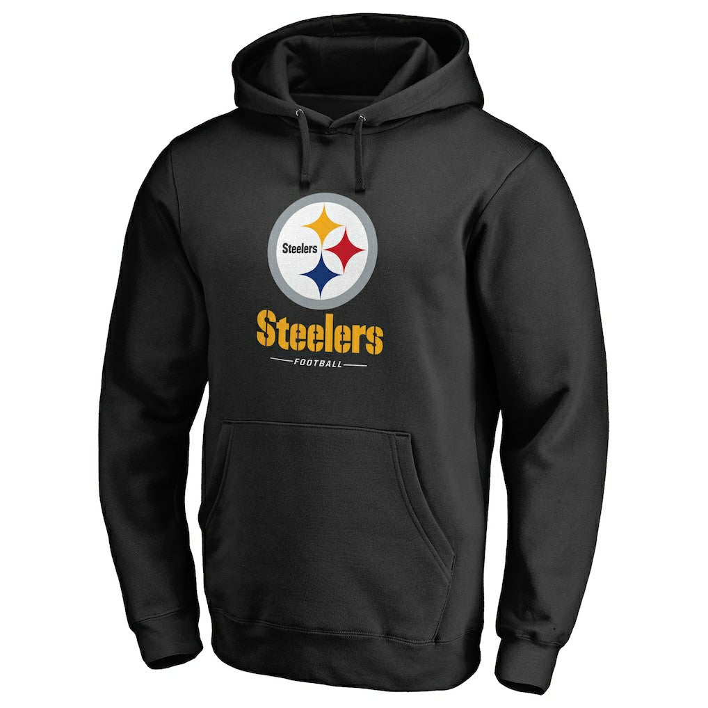 Pittsburgh Steelers Logo Team Lockup Fitted Pullover Hoodie - Black online