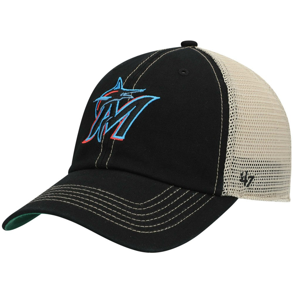 Miami Marlins Trawler Clean Up Trucker Snapback Hat Black